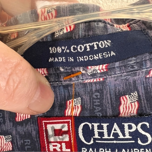 CHAPS RALPH LAUREN Patriotic American Flag Print Button down Shirt. Size 1XB. - Picture 4 of 6